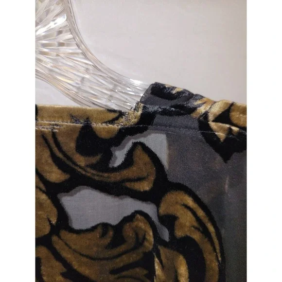 Michelann Original Whimsigoth Shawl Black Gold Burnout Velvet  Fringed Vintage - Picture 10 of 11